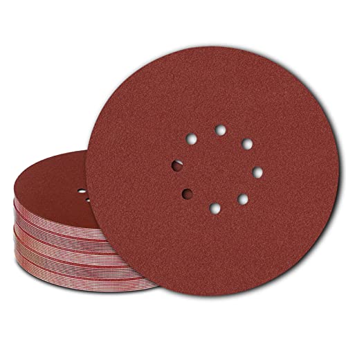 GZKTY 25 Stück Schleifpapier 225mm Rund Klett - Profi Körnung P80 Schleifscheiben für 8 Loch Exzenterschleifer - Schleifblätter für Trockenbauschleifer
