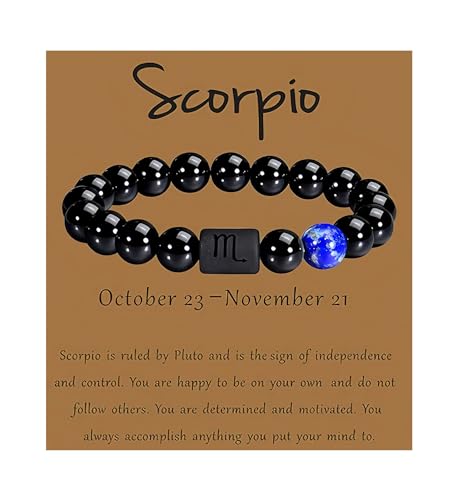 QSMGD Pulseras Zodiacas Para Mujeres y Hombres,Pulsera de Amistad, Pulsera de Regalo Para Amigos y Padres (Scorpio, Pulseras 10mm-(Adecuado para la Muñeca:16-19cm)) QSMGD Pulseras Zodiacas Para Mujeres y Hombres,Pulsera de Amistad, Pulsera de Regalo Para Amigos y Padres (Scorpio, Pulseras 10mm-(Adecuado para la Muñeca:16-19cm))