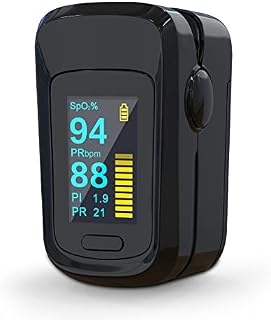 Pulse Oximeter for Finger Oxygen Measuring Device, Fingertip Oximeter Measures Oxygen Saturation SpO2, Pulse Frequency, Oximeter with OLED Display and Alarm Function(Black)