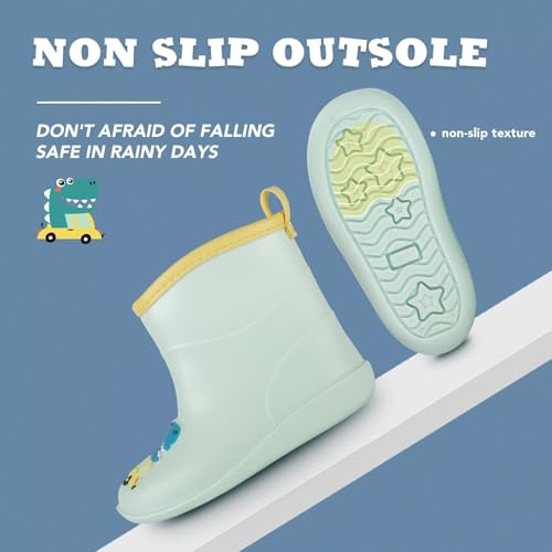 Toddler Kids Rain Boots Baby Rain Shoes Children Easy On Waterproof Boots for Boys and Girls2