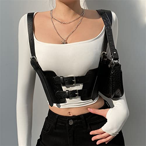 Fashion Cummerbunds Adjustable Buckle Black Leather Belt Ladies Bustier Girl Punk Street2
