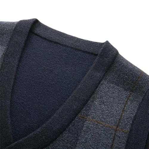 Bollrllr 2024 Winter Men's Knitted Button Cardigan Sweater Vest Sleeveless Casual Retro Warm Vest4