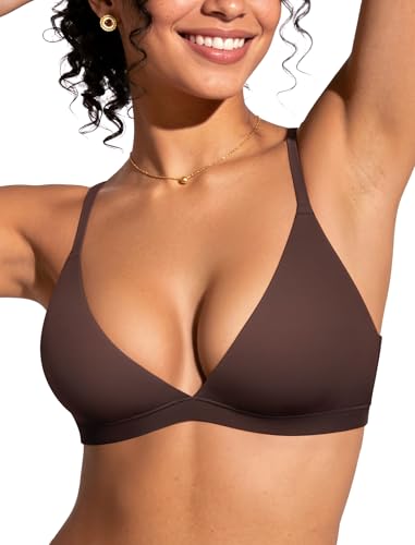Image of OEAK Women Triangle Unlined Bra Wireless Pull On Plunge Bras