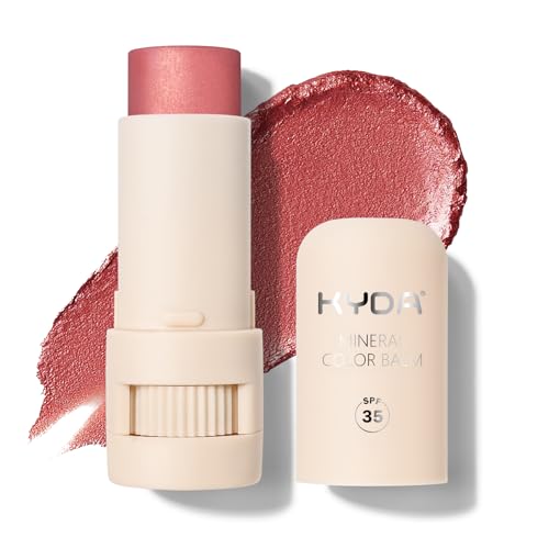 KYDA Mineral Color Balm SPF 35 Buildable Shimmer Color for Lip and Cheek Natural Shimmer Cream Blush Stick Lightweight Blendable Multiuse Makeup Balm LOVELY