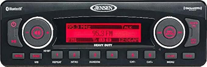 Jensen HD1BT AM/FM/WB/USB/SiriusXM Ready/Bluetooth Heavy Duty Radio, Full iPhone/iPod Controls, Black