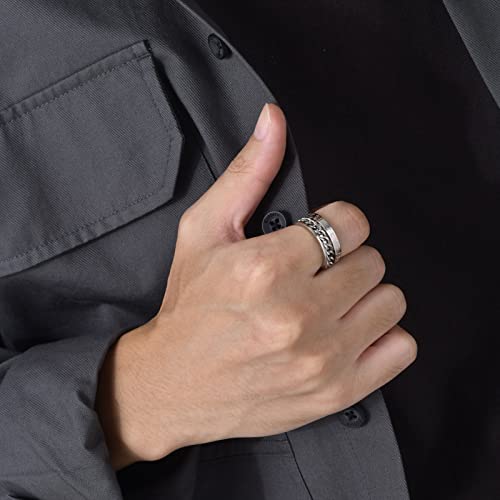 MPRAINBOW Anel giratório de runas viking nórdico – anel giratório de 8 mm de aço inoxidável, anel de