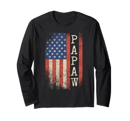 Papaw American Flag Patriotic USA Vintage Long Sleeve T-Shirt