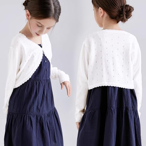 Girls Cardigan, Girls Bolero Shrug Sweater, Kids Knit Hollow Out Long Sleeve, Button Cover Up Cropped Tops3