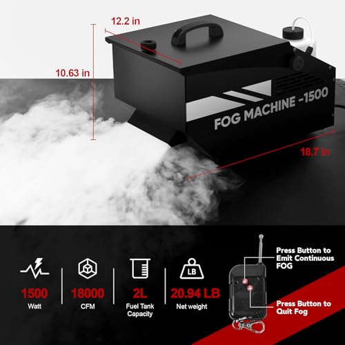 UPGREY Low Lying Fog Machine, máquina de niebla con hielo seco para efectos de niebla baja, con control remoto y cableado miniatura 4