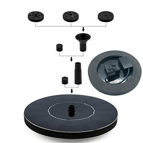 QULONG Zonnefontein pomp, 1.4w Cirkel Tuin Waterfontein Vrijstaande Vogelbad Pomp met 3 Nozzle voor Water Drijvende Vijver Patio Decor Pool Outdoor - Image 6