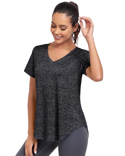 Alovien Short Sleeve Workout Shirts Women Loose Fit, V-Neck Women Exercise T-Shirt Workout Top thumb #5