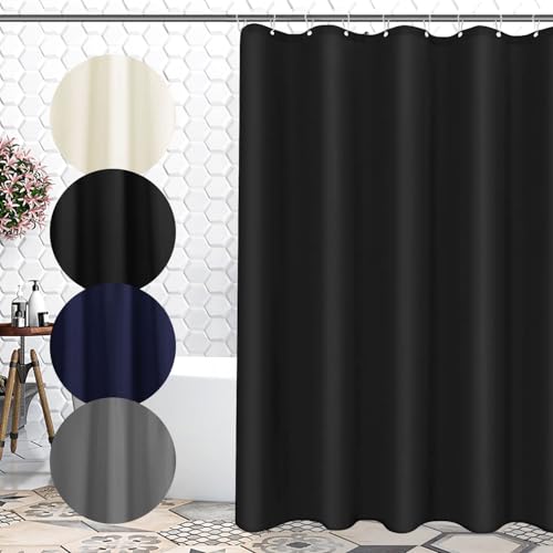 La Mejor Recopilación de Cortinas para baño los más recomendados. 41 SCHIB Cortina De Baño Antimoho De Teia Impermeable, Cortina para Baño con Ganchos, Shower Curtain,Cortina De Ducha, Moderna Cortina Decorativa Impermeable, 180 × 180 Cm (Negro)