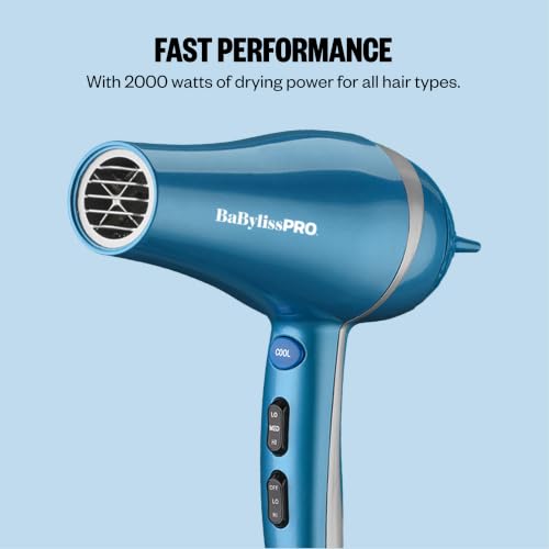Image of BaBylissPRO Nano Titanium 2000-Watt Blow Dryer with Concentrator Nozzle, Professional Grade Ionic Corded Styling Tool for Hair