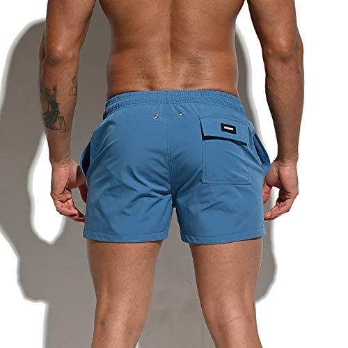 Men's Extra Short Board Shorts Fast-Dry Sports Gym Shorts Swimwear Blue X-Large3