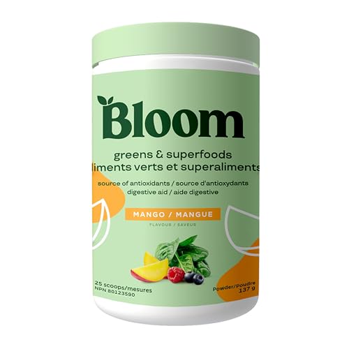 Bloom Nutrition - Bloom Nutrition Superfood Greens Powder, Digestive Enzymes with Probiotics and Prebiotics, Gut Health, Bloating Relief for Women, Chlorella, Green Juice Mix with Beet Root Powder, 25 SVG, Mango - -15%