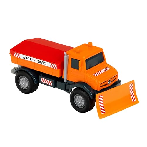 Theo Klein 3801 Mercedes-Benz Unimog Winterdienstfahrzeug Für Innen- und Außenbereich Maßstab 1:24 offizielles Lizenz-Produkt Spielzeug für Kinder ab 3 Jahren