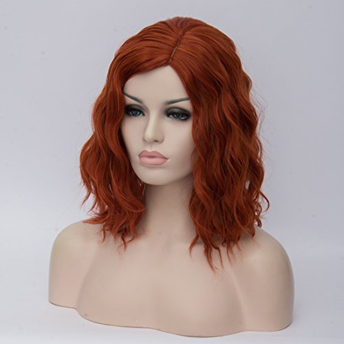 Aicos Fashion 35Cm Short Curly Full Head Wig, Ginger Wig Short Heat Resistant Daily Dress Carnival Party Masquerade Anime Cosplay Wig +Wig Cap (Orange) #TOP7