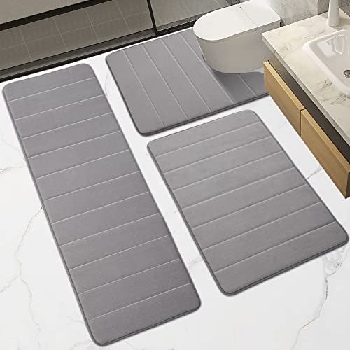 Memory Foam Bathroom Rugs 3-Piece Set