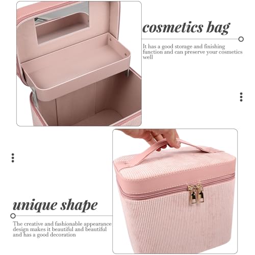 Estuche de maquillaje aterciopelado HEMOTON de doble capa con espejo interior 3