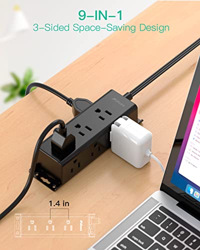 Image of mifaso Surge Protector Power Strip - mifaso 8 Outlets 4 USB (2 USB C) Charging Ports (WHT) (Black -, 3.04 m)