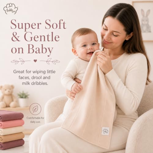 Image of Baby Burp Cloths for Boys and Girls - 6 Pack Large 100% Cotton - Double Layered Extra Absorbent Burp Rags, Maroon