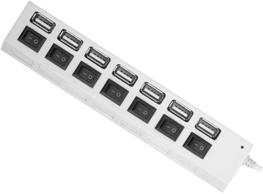 USB Hub 2.0 USB Splitter Multi Hub Adapter USB Several Ports Power Adapter with Switch Accessories for PC Laptop,White