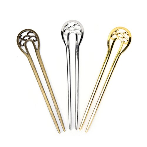 3 Pcs U Shape Retro Metal Hair Fork Hair Pin Hair Pick Stick Square Hair Clip Hair by HONGTIAN