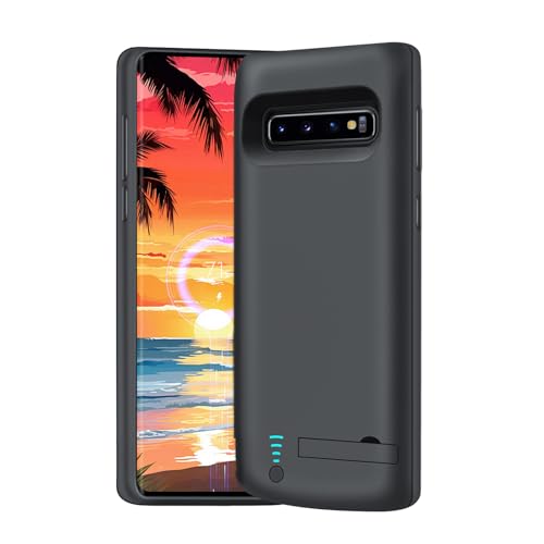 BAHOND New Version Battery Case for Samsung Galaxy S10+ Plus, 6000mAh Rechargeable Extended Battery Charging Charger Case, Add 1.5X Extra Juice (6.4 Inches) Black