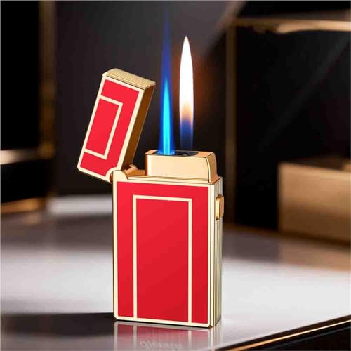 Encendedor de butano de doble llama regulable en metal resistente y compacto 2