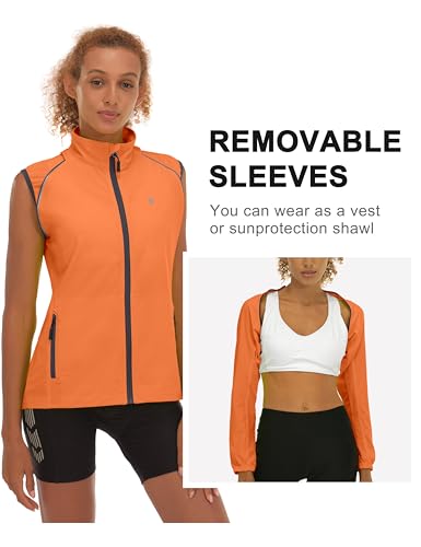 Image of Little Donkey Andy Women's UPF 50+ Cycling Jacket Windbreaker with Removable Sleeves