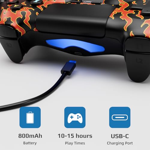 Image of Controller for PS4, Wireless Controller 2 Pack for Sony PlayStation 4 /Slim /Pro, with 6-Axis Motion Sensor /Double Vibration /Touch Pad /Speaker & 3.5mm Audio Jack /800mAh Battery /USB-C Cable, Green + Red