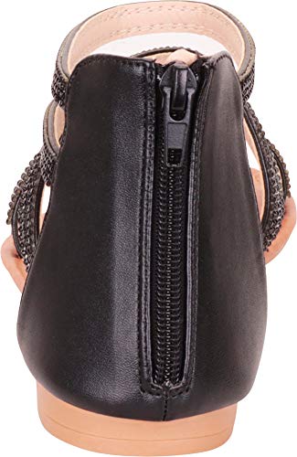 Cambridge Select Women's Crisscross Strappy Crystal Rhinestone Ankle Flat Sandal,8 B(M) US,Black PU - Image 3