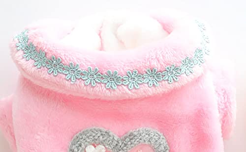 Chezabbey Fluffy Faux Fur Small Dog Hoodie Dress Thermal Skirt Warm Dog Sherpa Jacket Soft Fleece Pet Girl Doggie Coat Adorable Puppy Sweater Cat Winter Clothes Thick Kitten Sweatshirt Apparel #TOP1