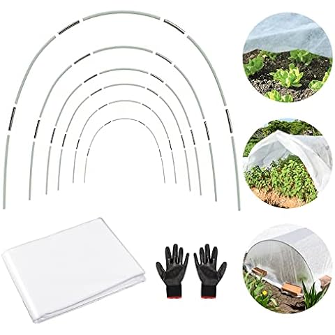 Fuuner 10ft×16.5ft Plant Covers Freeze Protection with 6 Sets Greenhouse Hoops, 30pcs Greenhouse Hoops, 7ft Long Fiberglass Hoops Frame for DIY Plant Support Garden Grow Tunnel Cover