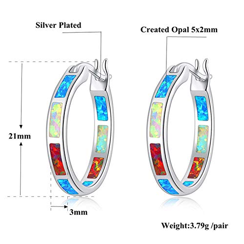 Cinily Orange Opal Hoop Earrings,Sterling Silver Plated Small Hoop Earrings,Hypoallergenic Ear Hoops For Girls Gemstone Round Hoops For Ladies,Jewelry Gifts For Mom #TOP5