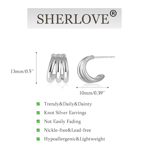 Image of SHERLOVE Chunky Knot Gold Earrings Women Statement Drop Dangle Earrings | 14K Gold Plated Hypoallergenic Lightweight,Trendy Dainty Elegant Cute,Women Gold Jewelry Fashion Accessories Gifts