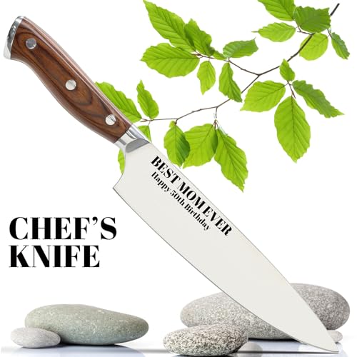 Image of Stainless Steel Professional Chef's Knife - Custom Engraved Ultra Sharp Kitchen Japanese Knife - 8 Inches With Personalized Touch