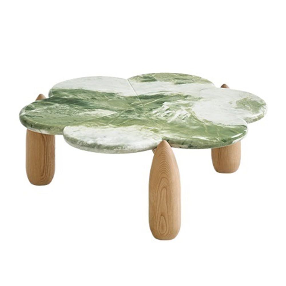 ZTHYSHOZ Side Table Clover-Shaped Coffee Table Veined Stone Top Living Room Accent