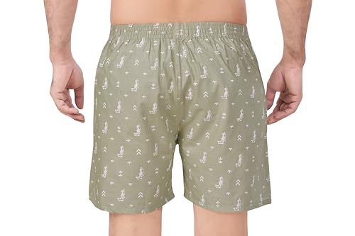 Image of Cotton Men Regular Fit Boxers Ultra-Comfort Natural Fiber Printed Boxer Shorts with Elastic Waistband, Side Pockets Premium Cotton Printed Boxer Shorts