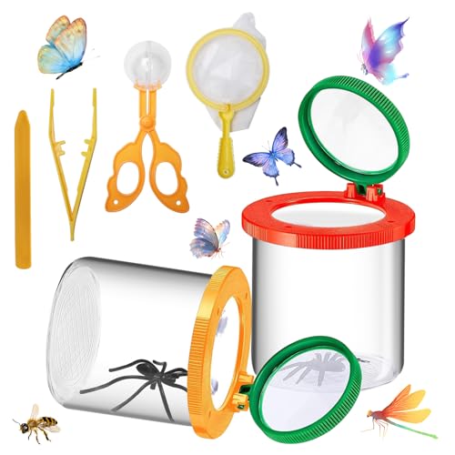 Samamoca 2 Stück Lupenglas Für Kinder Insekten Viewer,Becher Insekten Beobachtungsbox,Käferglas Mit Lupe Kinder,Insekten Becherlupe,Becherlupe Set,Für Outdoor Wissenschaft Natur Erkundung