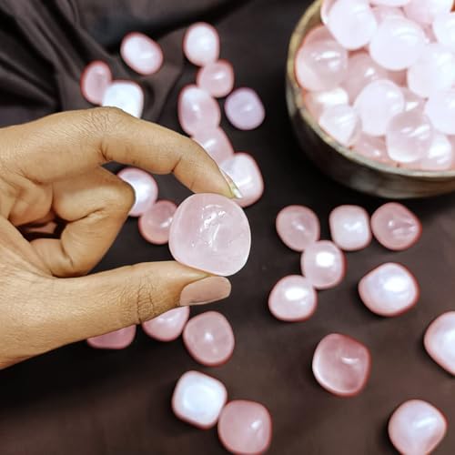 Image of Tumbled Stones, Natural Crystal Healing Stones, Home Office Decor, Aquarium Decorative Pebbles, Vase Fillers (Rose Quartz, 50)