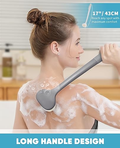 Back Scrubber for Shower with 17" Long Handle, Non-Slip Grip - Image 2