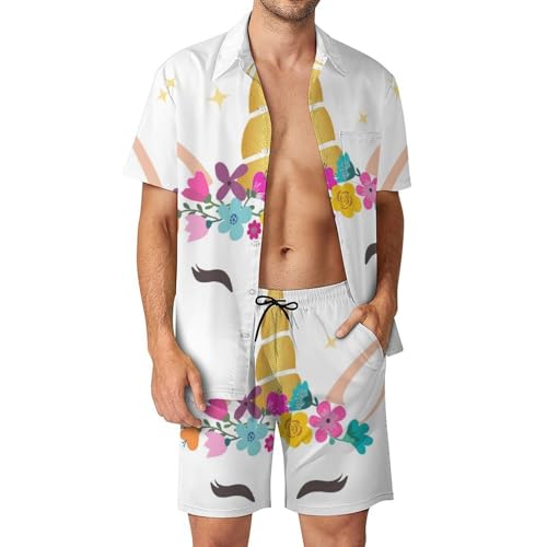 Licorne chemise hawaïenne hommes ensemble short pantalon plage S