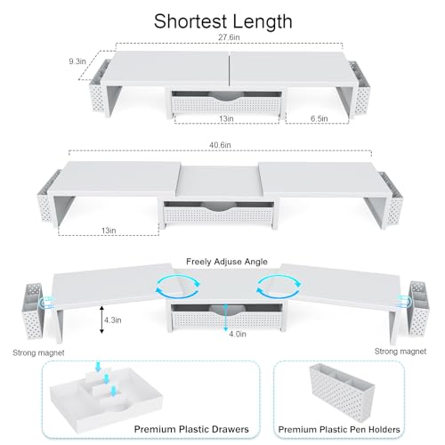 Image of gianotter Dual Monitor Stand Riser With Drawer and 2 Pen Holders