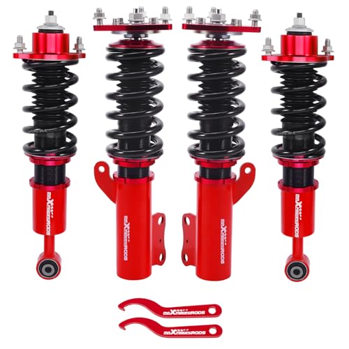 maXpeedingrods Coilovers for Mitsubishi Lancer(CX/CY) 2008-2016, for Mitsubishi Outlander Sport(GA) 2011-2020, Height Adjustable Coilovers Suspension Kit, Preset Damping Lowering Kit, Red