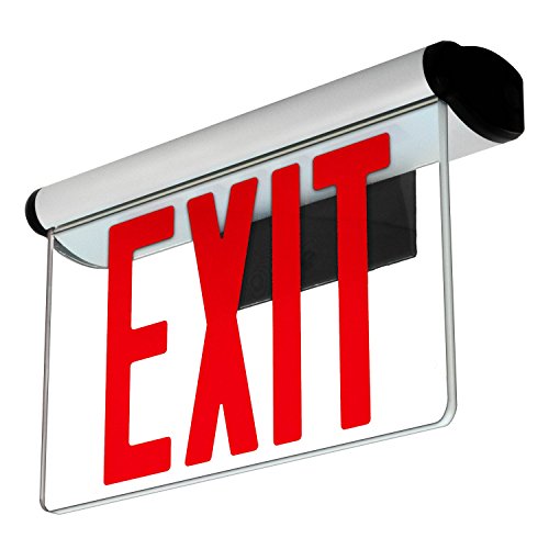 Lfi Lights | Ul Listed | Hardwired Red Led Edge Light Exit Sign | Rotating Panel Battery Backup | Single Sided Clear | Elrtr #TOP3