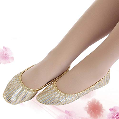 HEALLILY 1 par de sapatilhas de balé com lantejoulas douradas sapatilhas de balé sapatilhas de dança