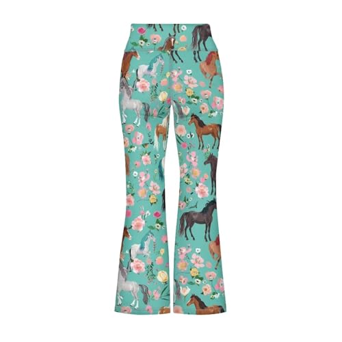 XXQGOMG Calça legging flare para meninas, calça de sino fofa para meninas adolescentes, calça de mol
