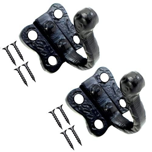 TERF® Traditional Vintage Style Antique Black Coat Hooks 50mm (2 inch) Wall Mounted & Door Hooks Hat Coat Robe Hooks for Bathroom Bedroom Kitchen Office Drawing Room with Fixing Screw