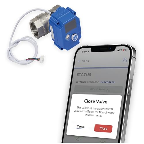 EcoPure Motorized Shutoff Valve for Water Softeners – Remote &amp; Manual Water Control Accessory Compatible with EcoPure EPW140